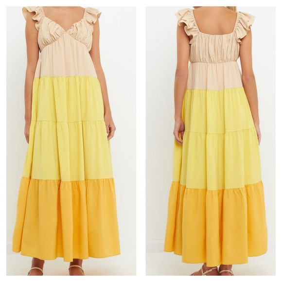 English Factory Sweet Heart Color Block Maxi Dress Size Small - Picture 1 of 5